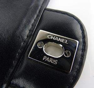 CHANEL black python exotic leather classic mini rectangular flap bag