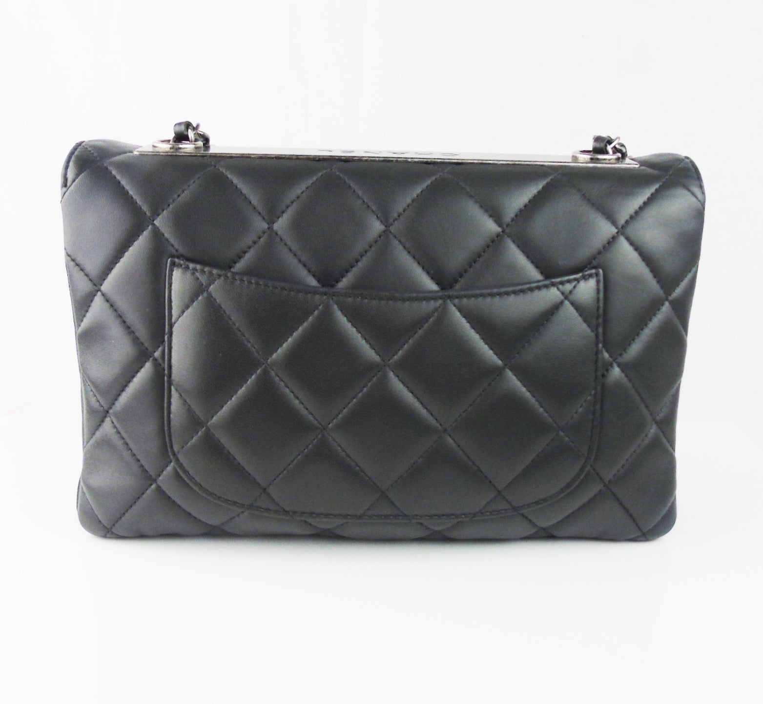 Chanel Black Chevron Quilted Lambskin Leather New Clutch Flap Bag