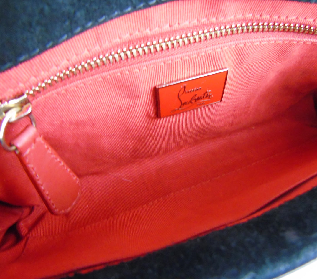 CHRISTIAN LOUBOUTIN Black Patent Leather Riviera Clutch