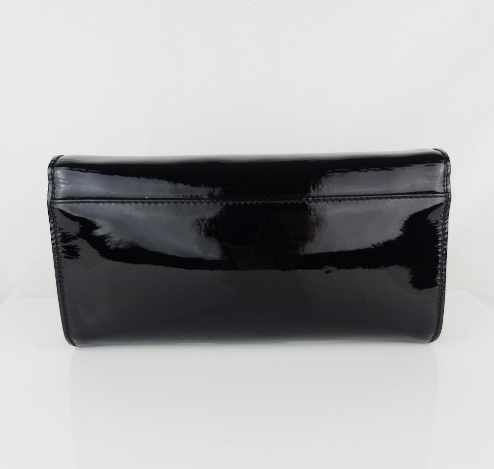 CHRISTIAN LOUBOUTIN Black Patent Leather Riviera Clutch
