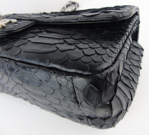 Chanel Classic Black Python Medium Double Flap Bag Chanel