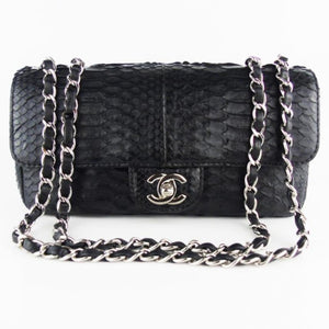 Chanel Grey Python Extra Mini Flassic Flap Crossbody Bag Leather