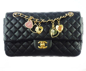 Chanel 22B Mini Flap Bag with Heart Charms in Pink Lambskin and AGHW