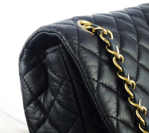 CHANEL Quilted Leather CC Logo Medium Double Flap Bag Black