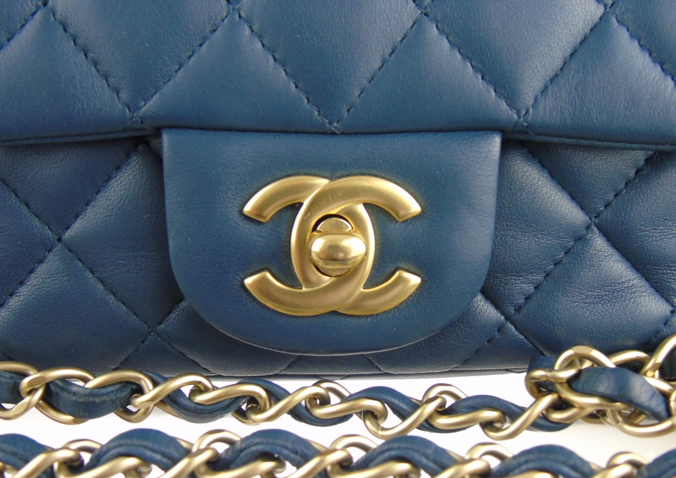 CHANEL slate blue lambskin classic mini square flap bag ghw – Loubi, Lou &  Coco