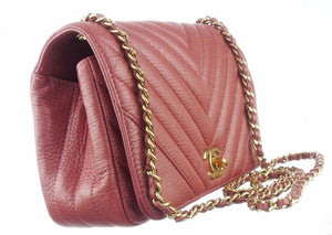 CHANEL dark blush pink chevron leather 2.55 mini rectangular flap bag –  Loubi, Lou & Coco