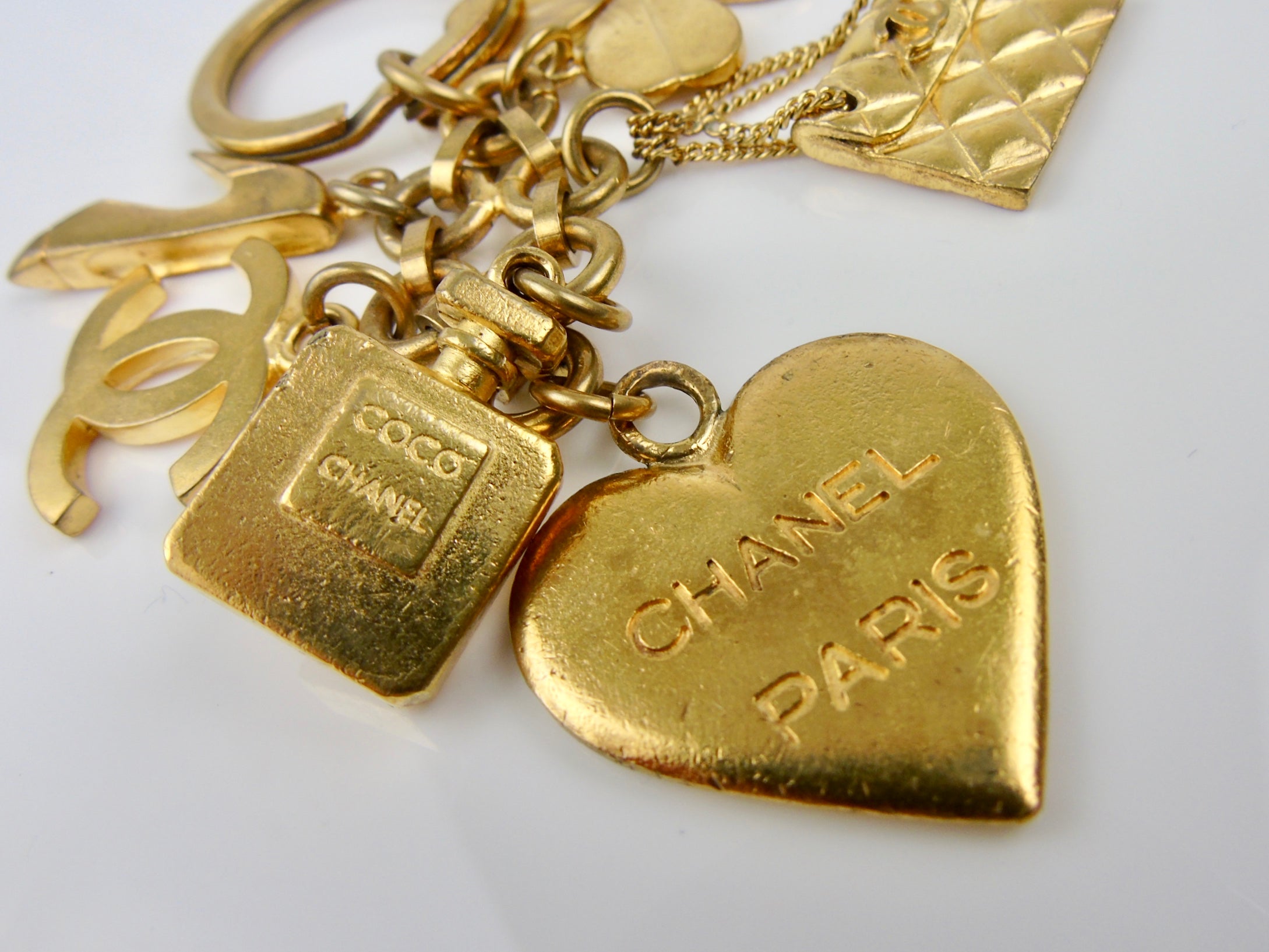 CHANEL Gold plated bag charms  keyring - vintage