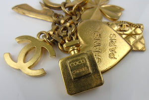 CHANEL Key ring chain holder Bag charm AUTH Coco Gold CC Vintage Rare  Flower FS