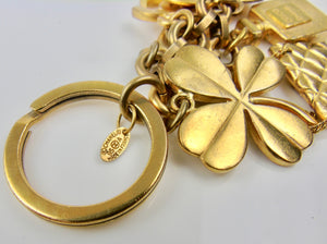 Chanel Gold 95p CC Clover Keychain Bag Charm 101c6 For Sale at 1stDibs