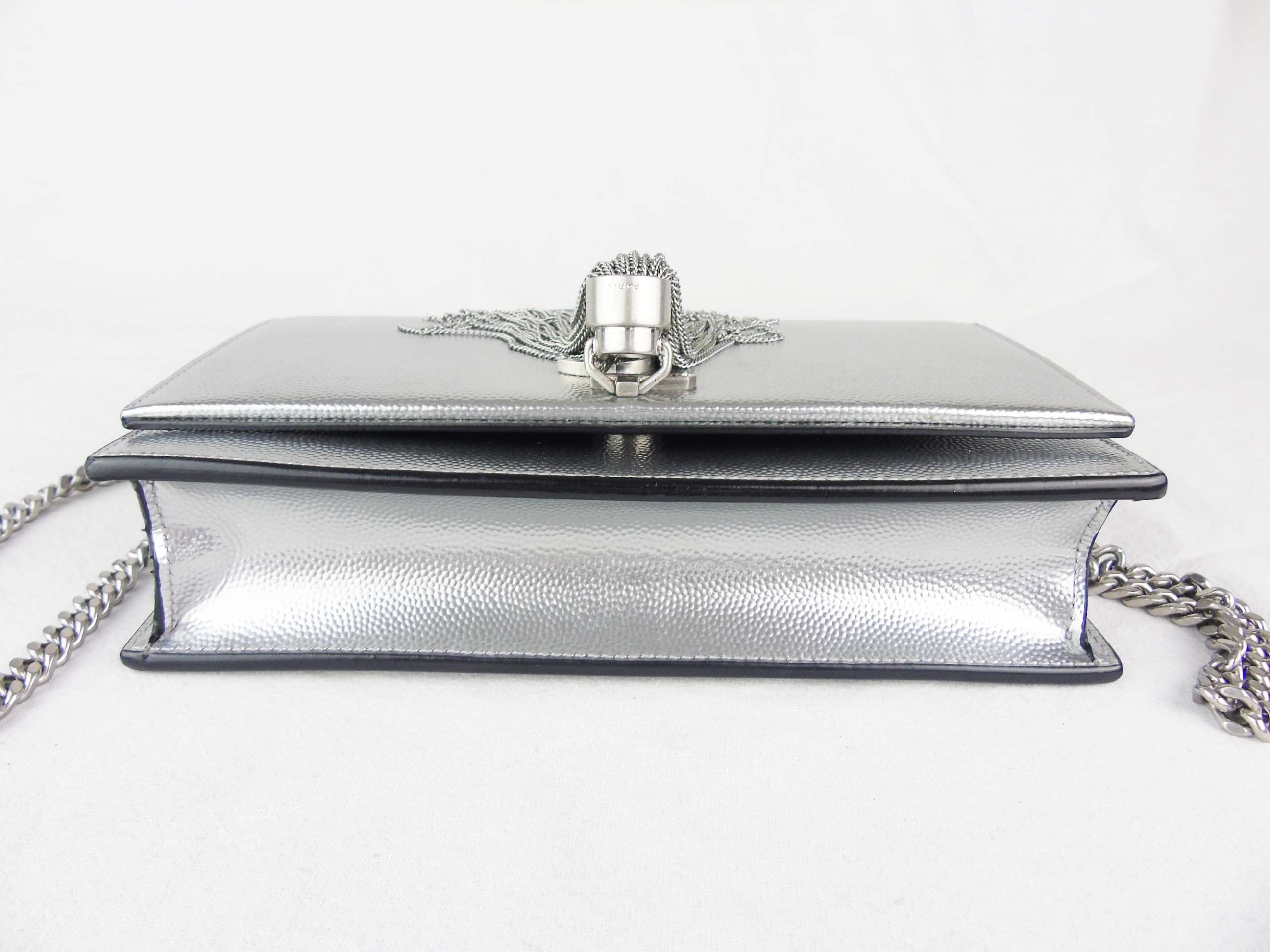 YSL Saint Laurent silver 'Kate' Crossbody Bag