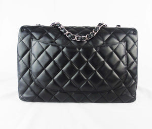 CHANEL black leather jumbo flap bag SHW – Loubi, Lou & Coco