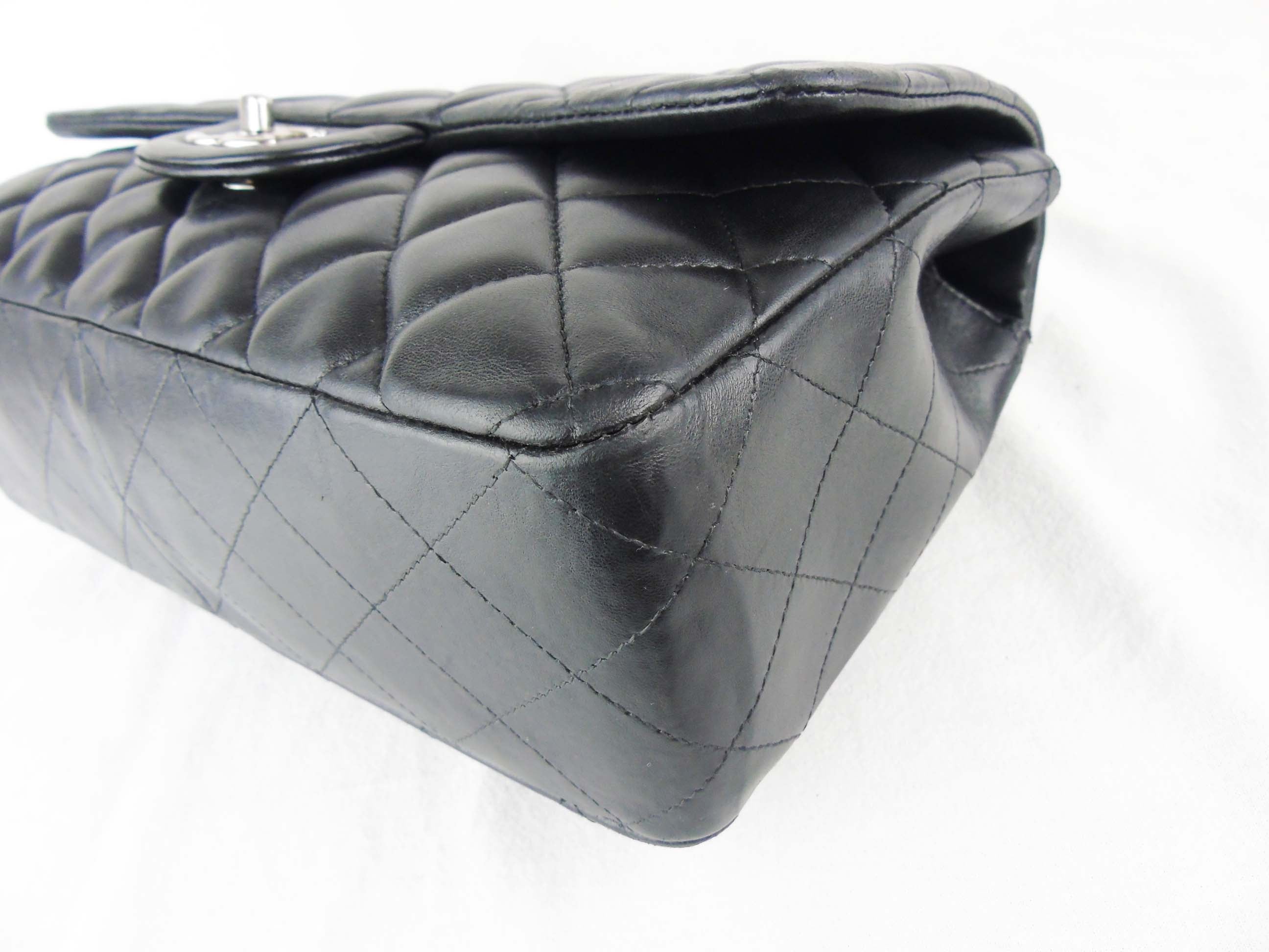 CHANEL black leather jumbo flap bag SHW