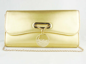 CHRISTIAN LOUBOUTIN Gold Leather Riviera Clutch