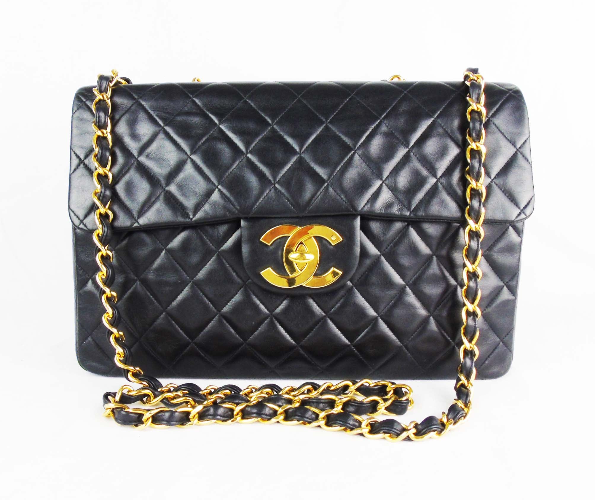 255 Handbag Aged calfskin  goldtone metal black  Fashion  CHANEL