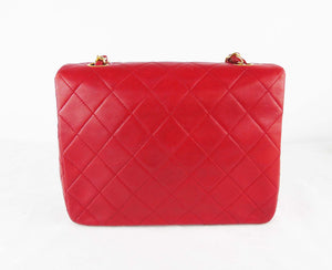 CHANEL red mini square lambskin flap bag ghw - vintage – Loubi