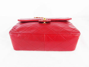 CHANEL red mini square lambskin flap bag ghw - vintage – Loubi