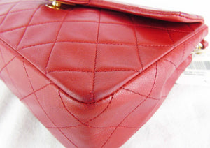 CHANEL red mini square lambskin flap bag ghw - vintage – Loubi