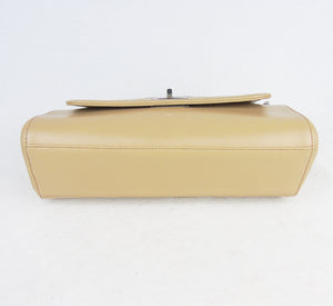 CHANEL cream beige pintuck leather flapbag mademoiselle lock