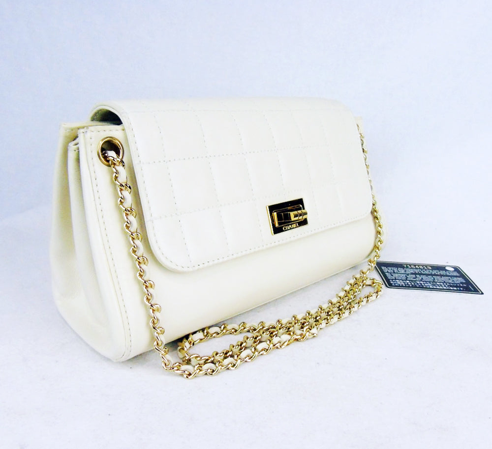 CHANEL pale cream leather quilted flap bag mademoiselle lock – Loubi, Lou &  Coco