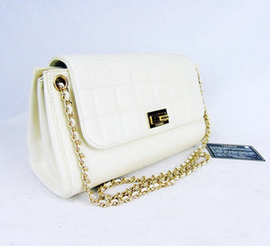 CHANEL pale cream leather quilted flap bag mademoiselle lock