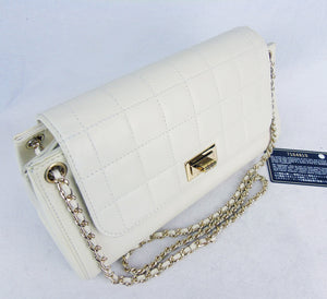 CHANEL pale cream leather quilted flap bag mademoiselle lock