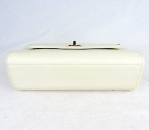 CHANEL pale cream leather quilted flapbag mademoiselle lock