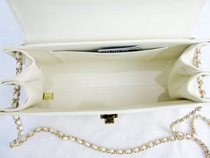 CHANEL pale cream leather quilted flap bag mademoiselle lock