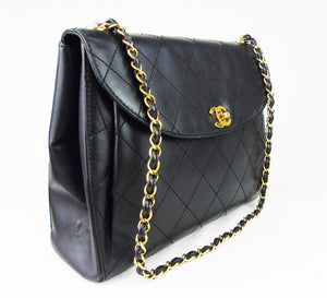 CHANEL Vintage Black Lambskin GHW Double Flap Bag